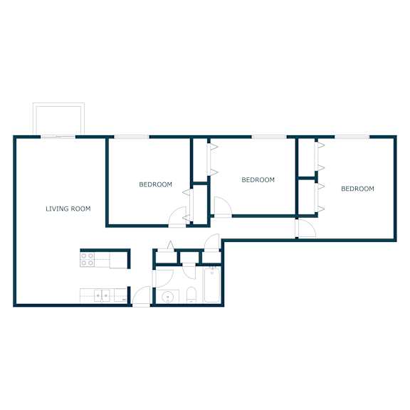 Maplewood Bend Apartments in Fargo, ND | Three Bedroom Floor Plan 31A
