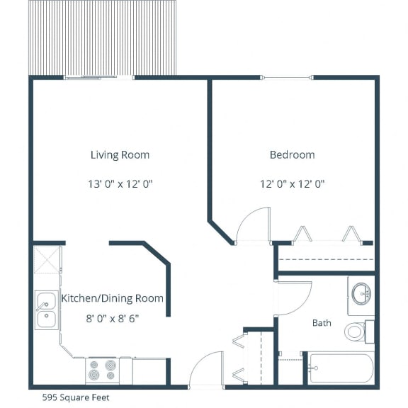 Ashbury Apartments | One Bedroom Floor Plan