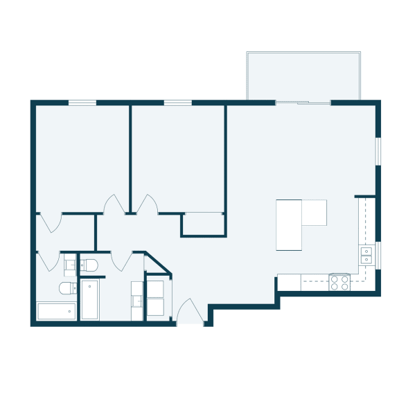 Granger Court Apartments in Fargo, ND | Two Bedroom Floor Plan 22A