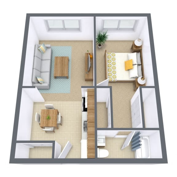 Amberwood Court Apartments in Grand Forks, ND | One Bedroom Floor Plan 11A