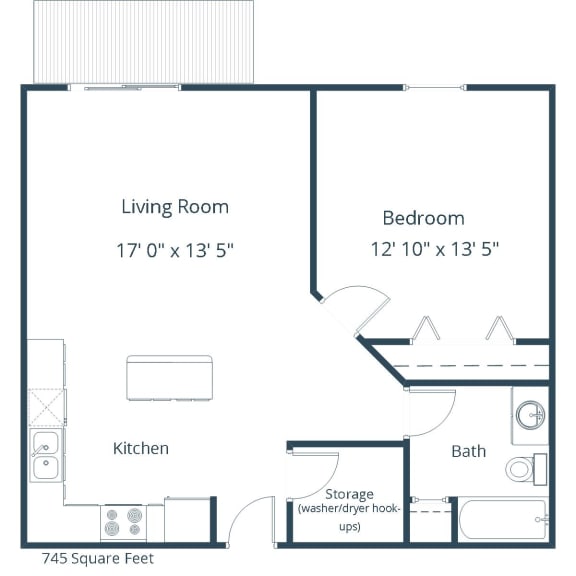 Autumn Ridge Apartments in Grand Forks, ND | One Bedroom Floor Plan 11B