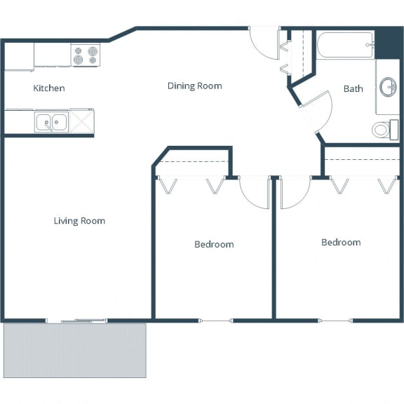Autumn Ridge  Apartments in Grand Forks, ND | Two Bedroom Floor Plan 21A