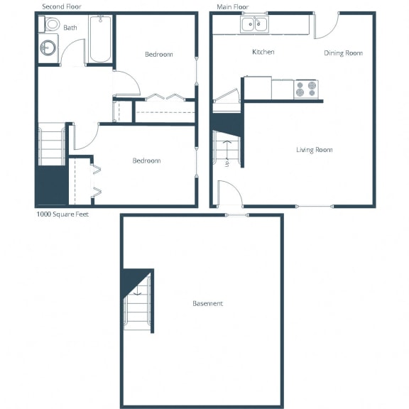 Oakview Townhomes in Grand Forks, ND | Two Bedroom Floor Plan 21B