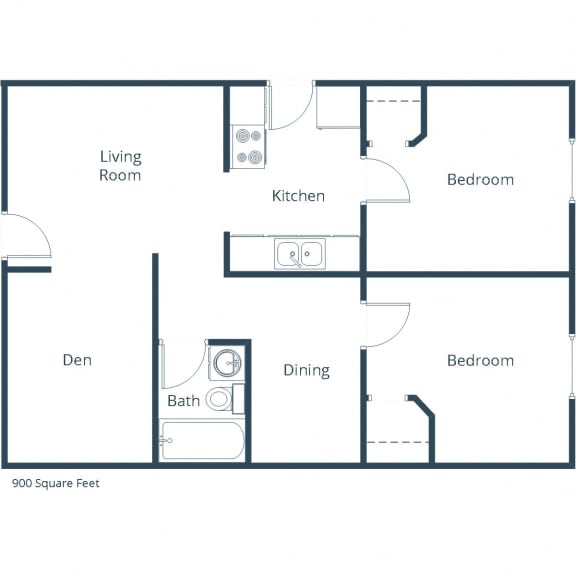 Oakview Townhomes in Grand Forks, ND | Two Bedroom Floor Plan 21C