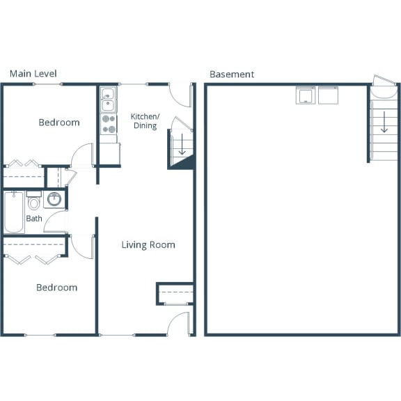 Floor Plan  Oakview Townhomes in Grand Forks, ND | Two Bedroom Floor Plan 21D