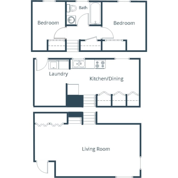 Oakview Townhomes in Grand Forks, ND | Two Bedroom Floor Plan 21E