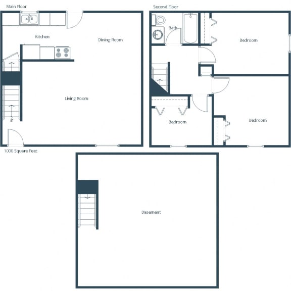 Oakview Townhomes in Grand Forks, ND | Three Bedroom Floor Plan 31A
