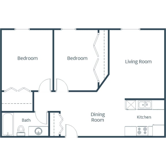 Southview III Apartments in Grand Forks, ND | Two Bedroom Floor Plan 21B