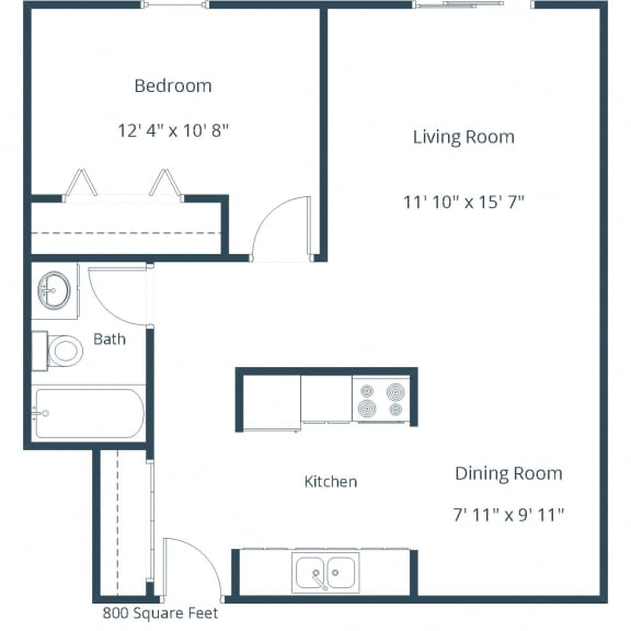 Sunview Apartments in Grand Forks, ND | One Bedroom Floor Plan 11A