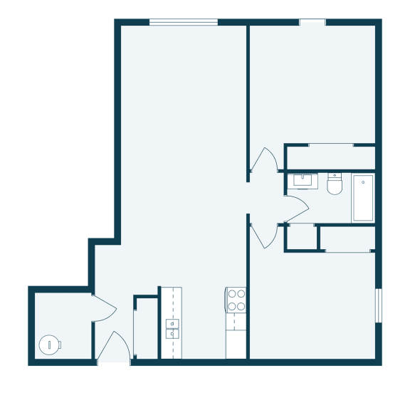 a floor plan of a house with a bedroom and a living room