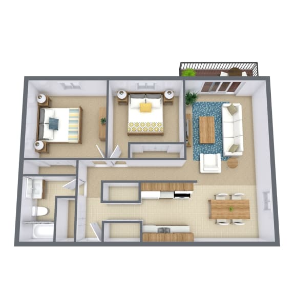 a floor plan of a house with a bedroom and a living room. Crookston, ND Barrette Arms Apartments