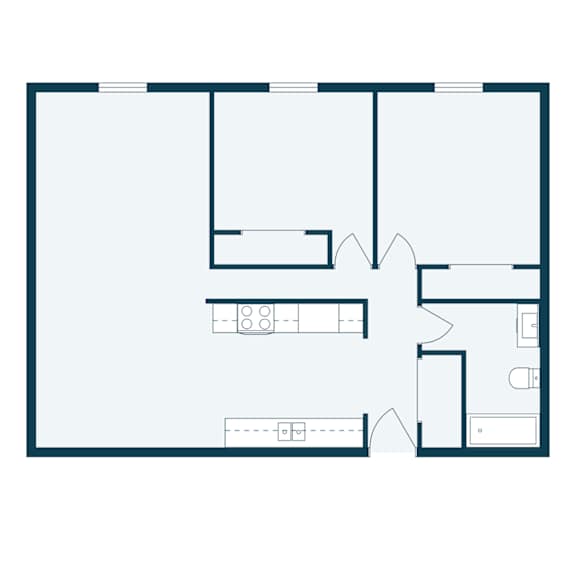 a floor plan of a room with a bedroom and a living room