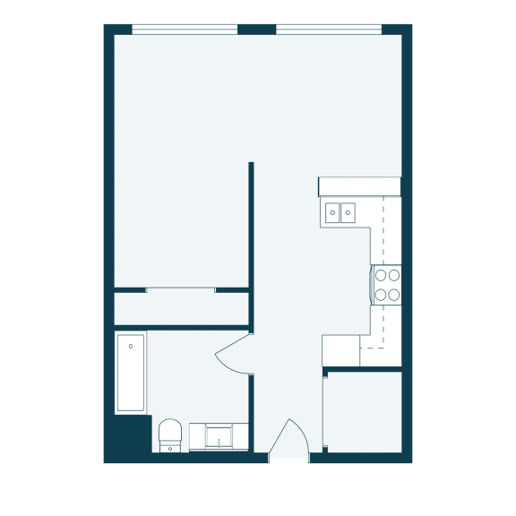 Bayview Apartments in Fargo, ND | Efficiency Floor Plan 01A