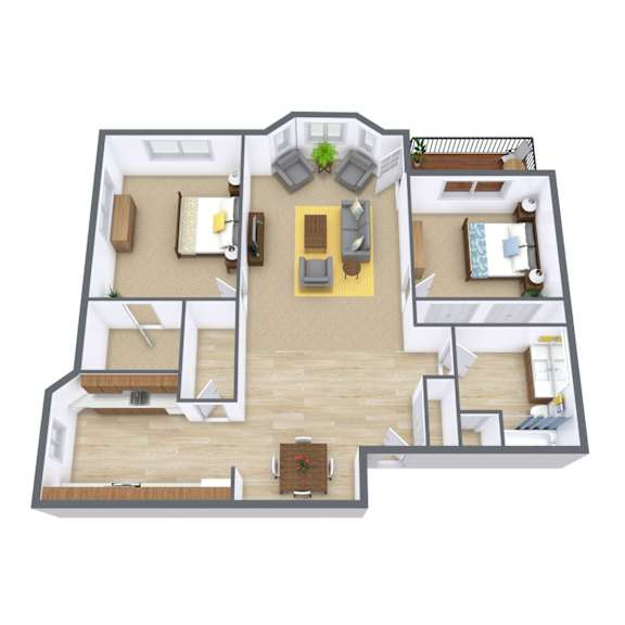 Bayview Apartments in Fargo, ND | Two Bedroom Floor Plan 21A