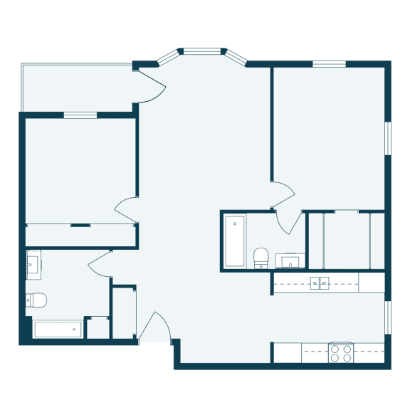 a floor plan of a small house with a bedroom and a living room