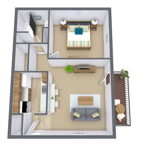 Floor Plan  One Bedroom Floor Plan 11C  at Beacon Hill Apartments, Nebraska