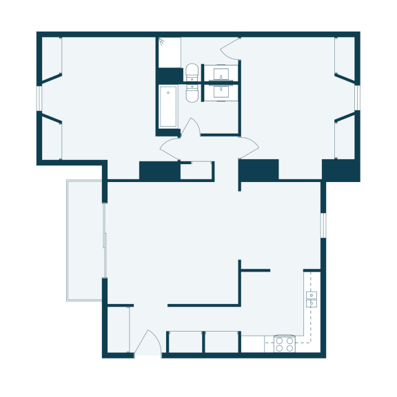 Two Bedroom Floor Plan 22A  at Beacon Hill Apartments, Omaha, NE