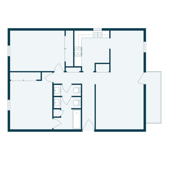 Two Bedroom Floor Plan 22B  at Beacon Hill Apartments, Omaha, 68134