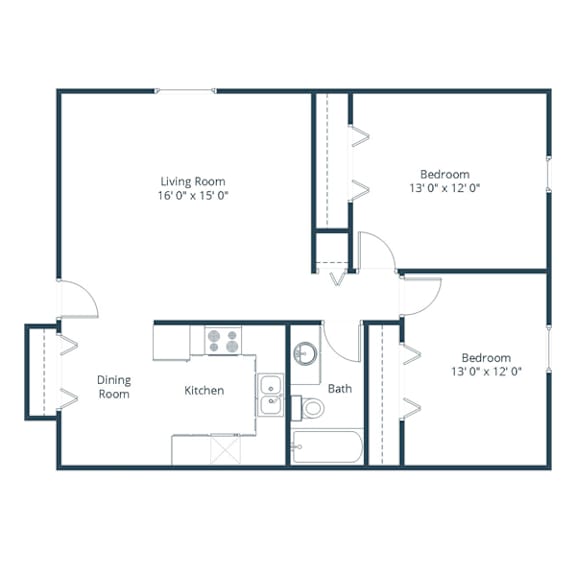 Belmont Apartments in Bismarck, ND | Two Bedroom Floor Plan 21B Belmont Apartments in Bismarck, ND | Two Bedroom Floor Plan 21B