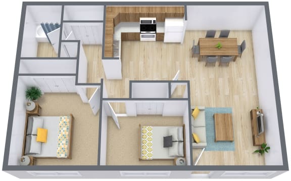 Berkshire Townhomes in Fargo, ND | Two Bedroom Floor Plan 21B
