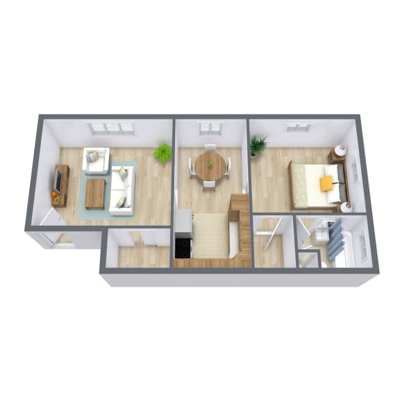 Birchwood 1 Apartments in Fargo, ND | One Bedroom Floor Plan 11B