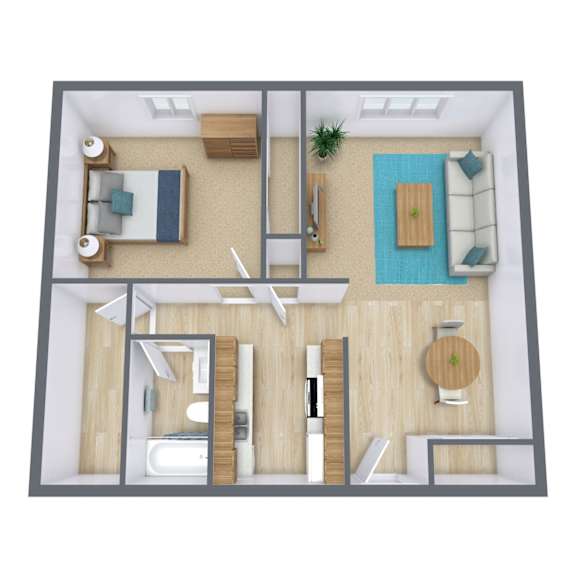 Bradbury Apartments in Bismarck, ND | One Bedroom Floor Plan 11A