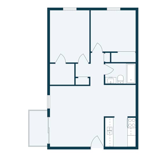 a floor plan of a house with a bedroom and a living room