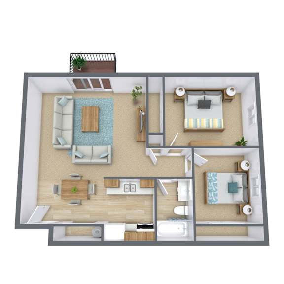 Candlelight Apartments in Fargo, ND | Two Bedroom Floor Plan 21A