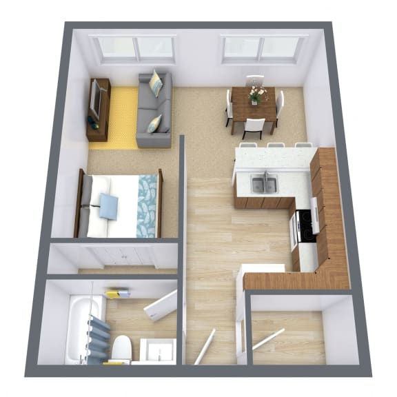 Carlton Place Apartments in Fargo, ND | Efficiency Floor Plan 01A