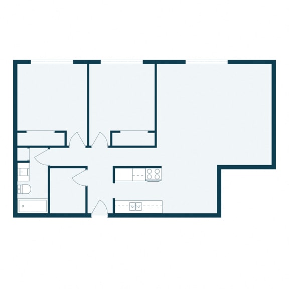 a floor plan of a house with a blue diagonal line on a white