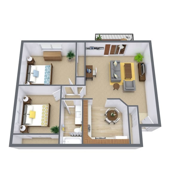 Carlton Place Apartments in Fargo, ND | Two Bedroom Floor Plan 21C