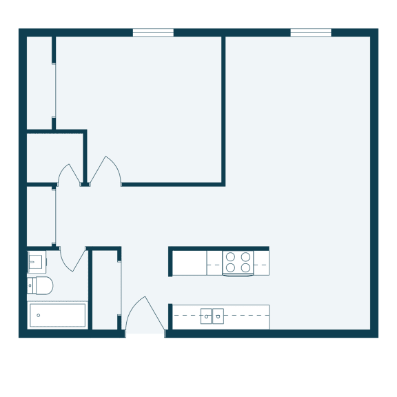 a floor plan of a room with a bedroom and a living room