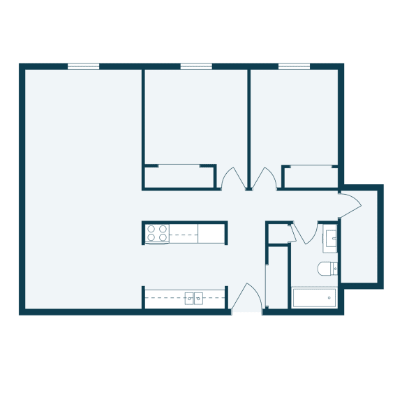 a floor plan of a house with a bedroom and a living room