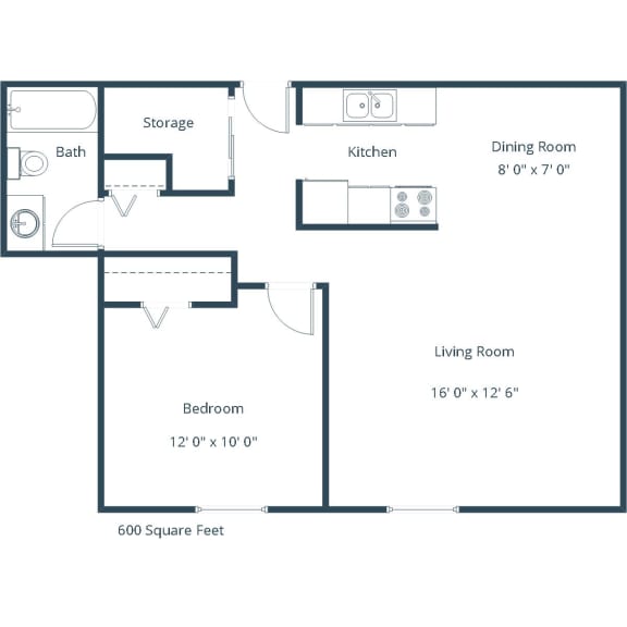 Covington Court Apartments in West St. Paul, MN - One Bedroom Floor Plan 11C
