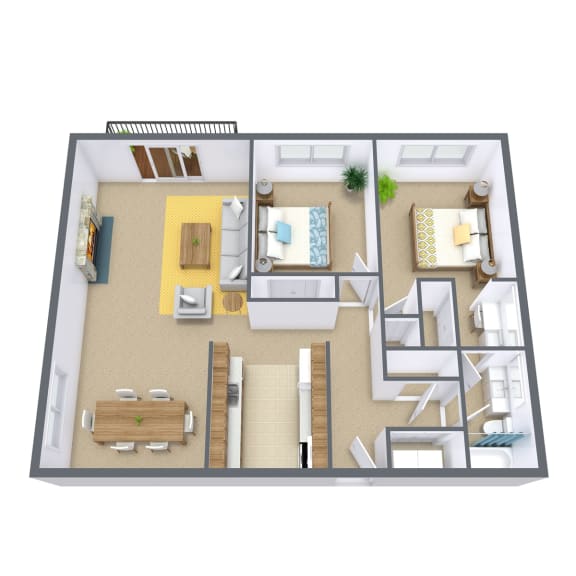 Cedars Apartments | Two Bedroom | Plan 21A