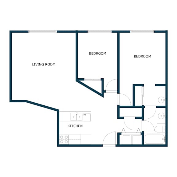 Cedars 4 Apartments | Two Bedroom Floor Plan 21B