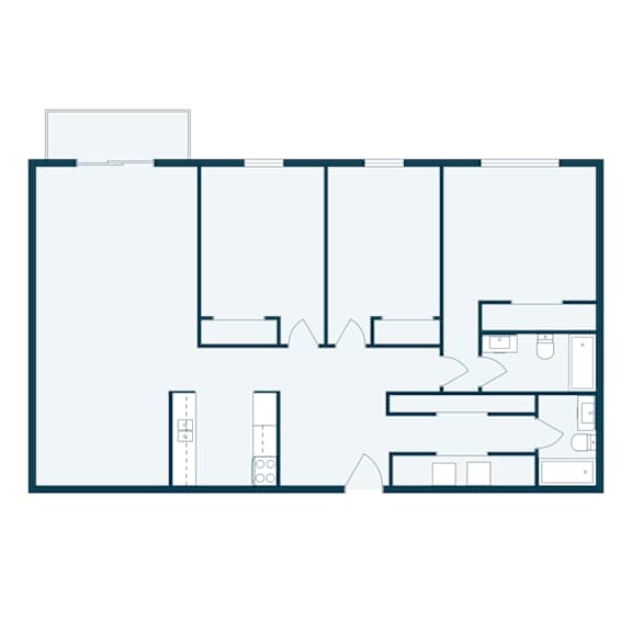 Cedars 4 Apartments | Three Bedroom Floor Plan 32A