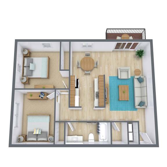 Cherry Creek Apartments in Grand Forks, ND | Two Bedroom Floor Plan 21A