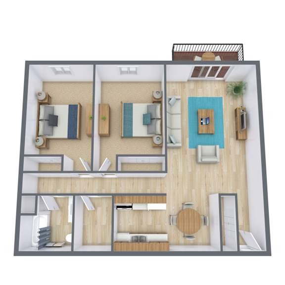 Cherry Creek Apartments in Grand Forks, ND | Two Bedroom Floor Plan 21B