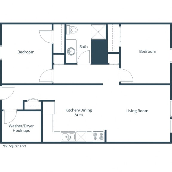 Hazelwood Townhomes in Fargo, ND | Two Bedroom Floor Plan 21A