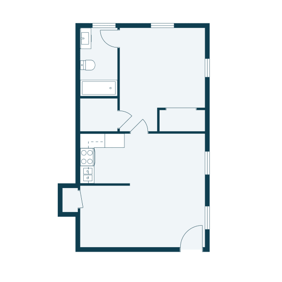 a floor plan of a small house with a bedroom and a living room