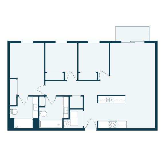 Columbia West Apartments in Grand Forks, ND | Three Bedroom Floor Plan 3175A