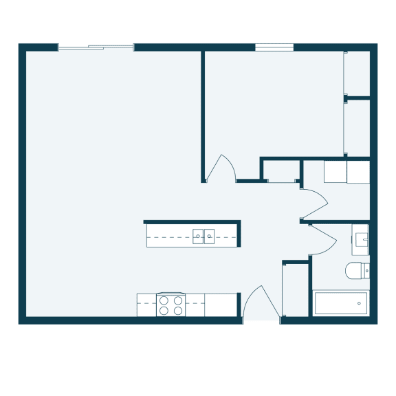 a floor plan of a small room with a bedroom and a living room