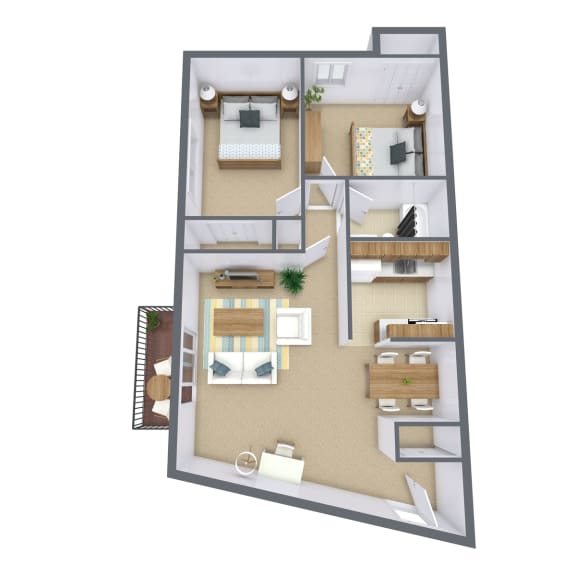 Courtyard Apartments in St. Louis Park, MN | Two Bedroom Floor Plan 21A