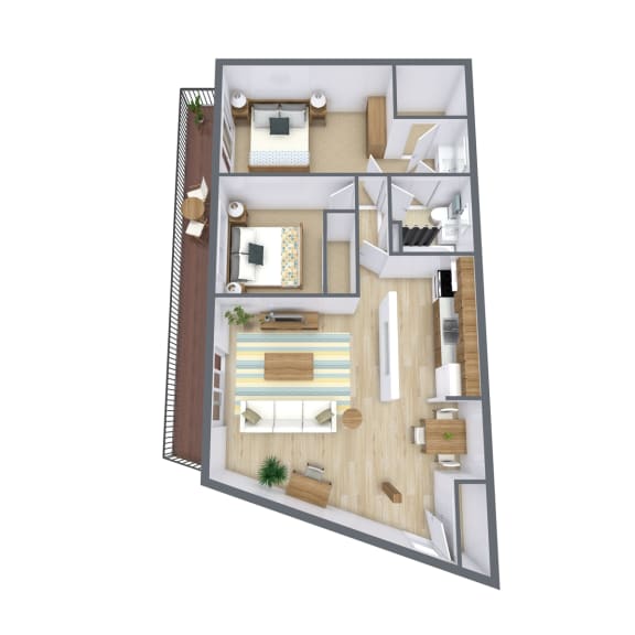 Courtyard Apartments in St. Louis Park, MN | Two Bedroom Floor Plan 21B