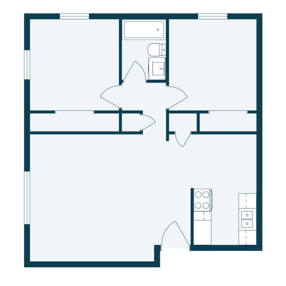 Covington Court Apartments in West St. Paul, MN - Two Bedroom Floor Plan 21A