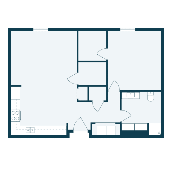a floor plan of a house with a bedroom and a living room