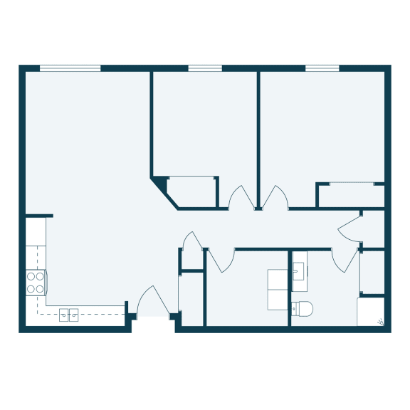 a floor plan of a house with a bedroom and a living room