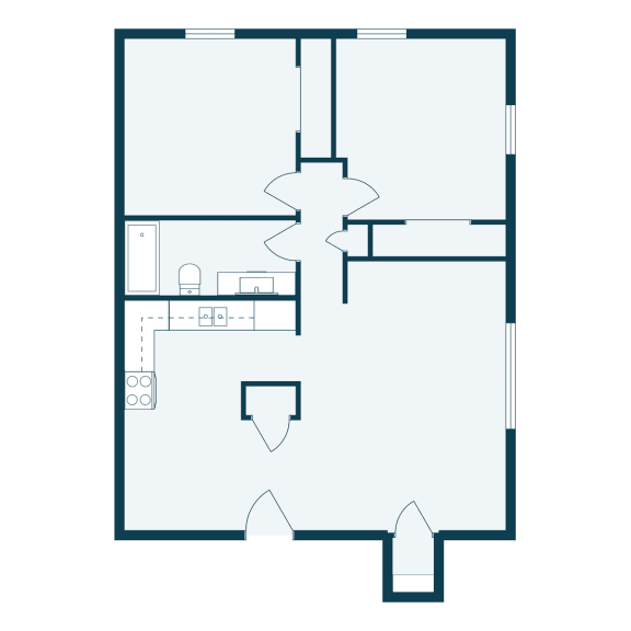 Crown Court Apartments | Two Bedroom Plan 21B