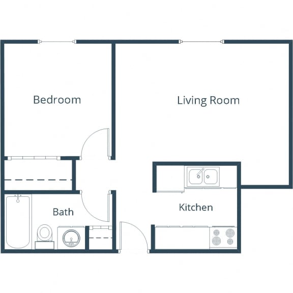 Riverwood Apartments in Crookston, MN | One Bedroom Floor Plan 11A